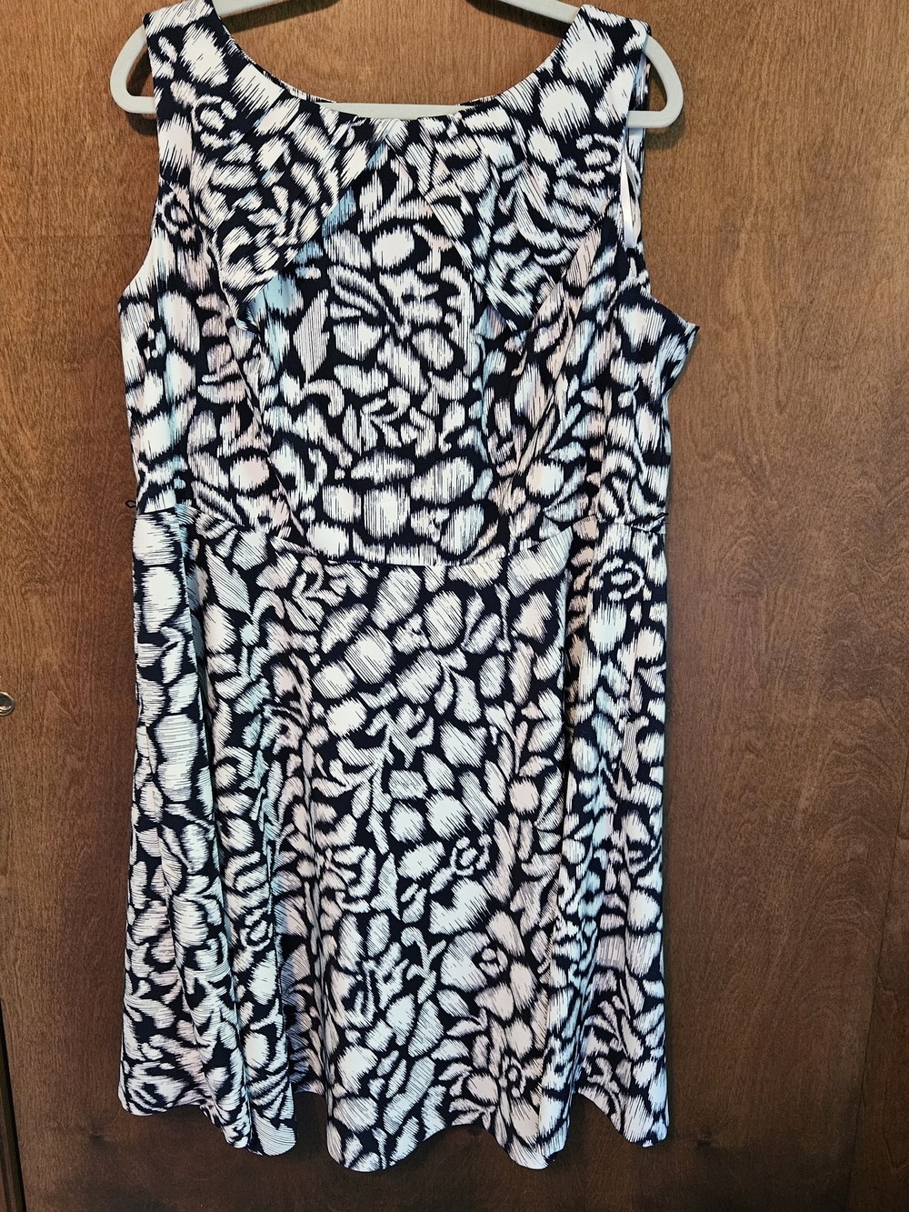 Signature Navy and White Floral Fit-and-Flare Dress